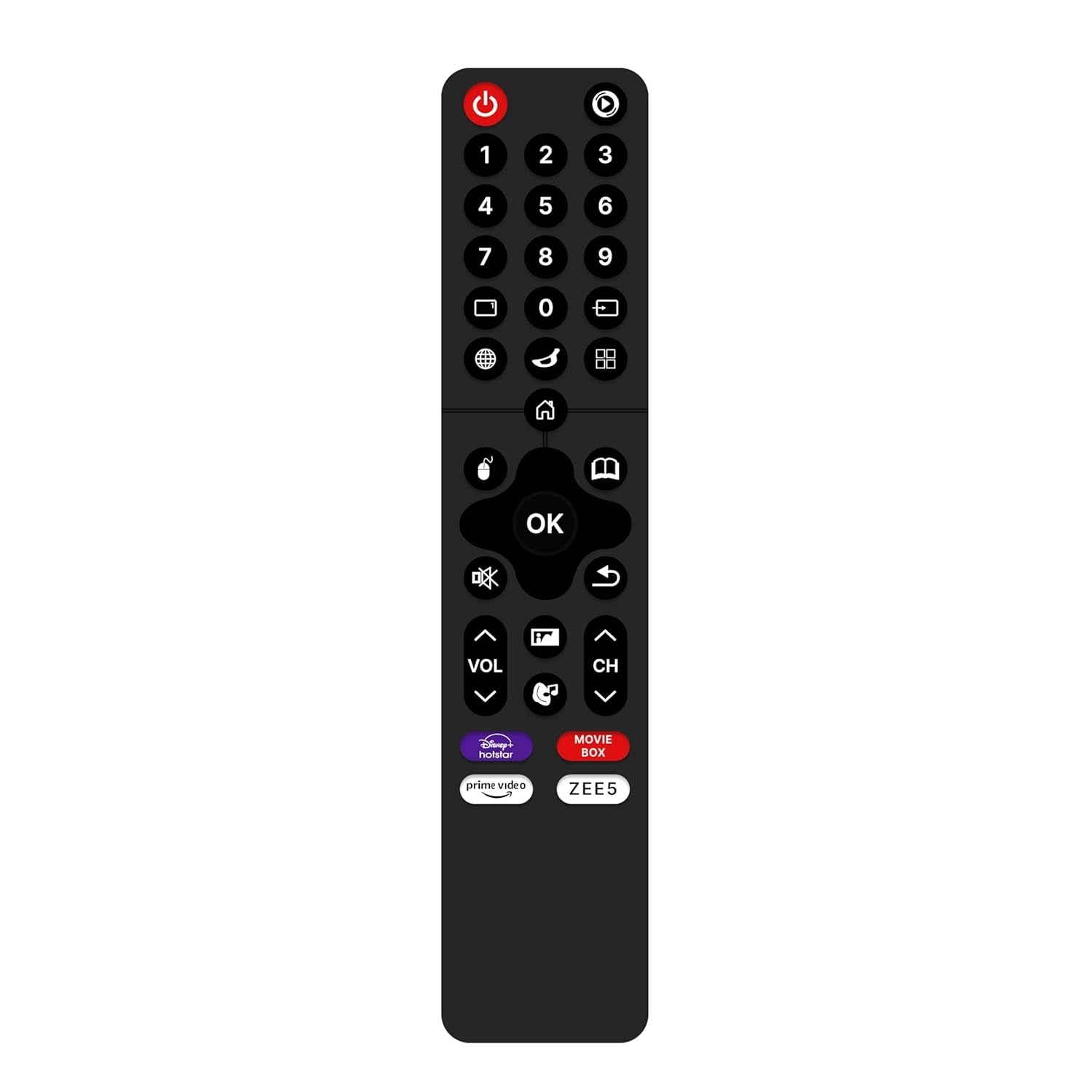 AZ-181 TV Remote – Compatible Replacement for iBELL Smart TVs with OTT Hotkeys (No Voice)
 AZ-181 TV Remote – Compatible Replacement for iBELL Smart TVs with OTT Hotkeys (No Voice)